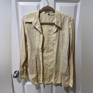 Y2k Button-Up Shirt pale yellow size large Cotton blend